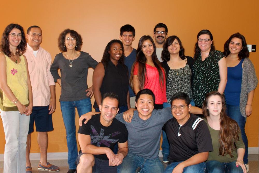 Image of a research lab group with 14 people