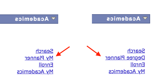 Comparison of My Planner and Degree Planner links in Student Center